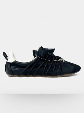 ShuShop Black Satin Ribbon Lace-Up Women's Sneaker